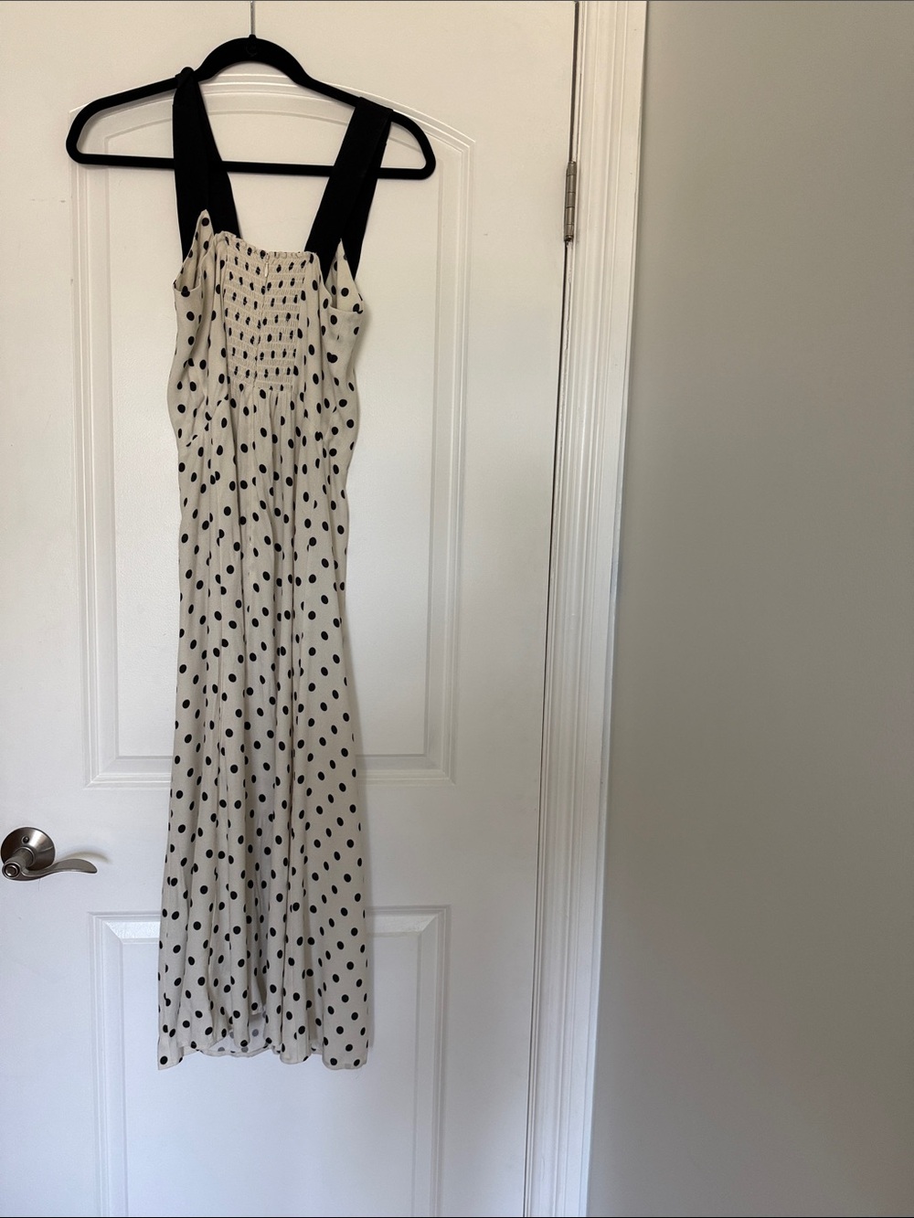 Reformation Charlie Polka Dot Midi Dress with Black Trim size 2 - Picture 7 of 8